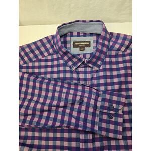 Johnston & Murphy Shirt Mens Button Down, Plaid Pattern, Mens Size Large